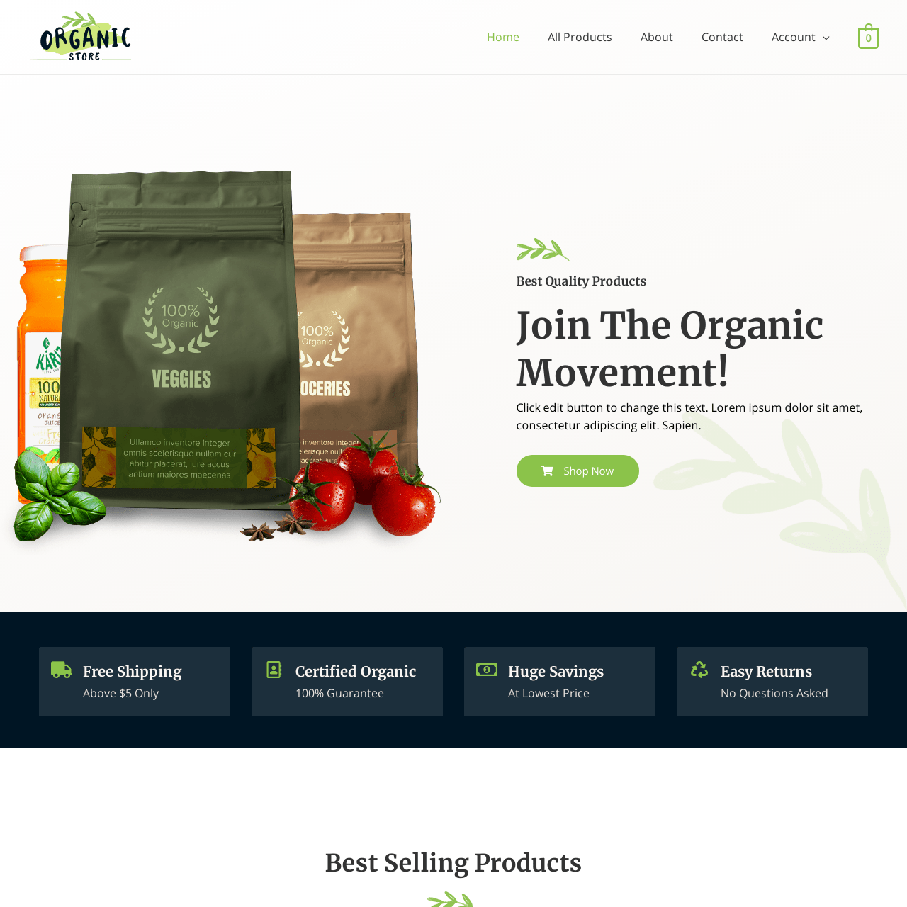 oragnic store website design2